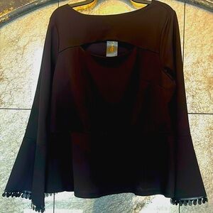 NWT- Thalia Sodi Elegant Black Bell Sleeve Blouse